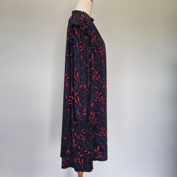 Leona Edmiston Multicolour Floral Long Sleeve Smock Dress Size 16 - Picture 4 of 10